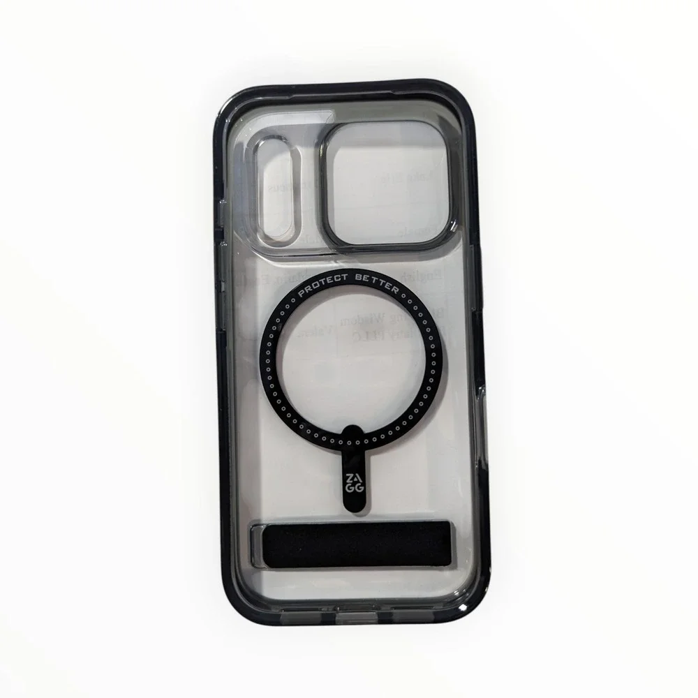 R8-Poly‎ ZAGG Santa Cruz Snap Case Kickstand iPhone 17 Pro Clear/Black Scuffing